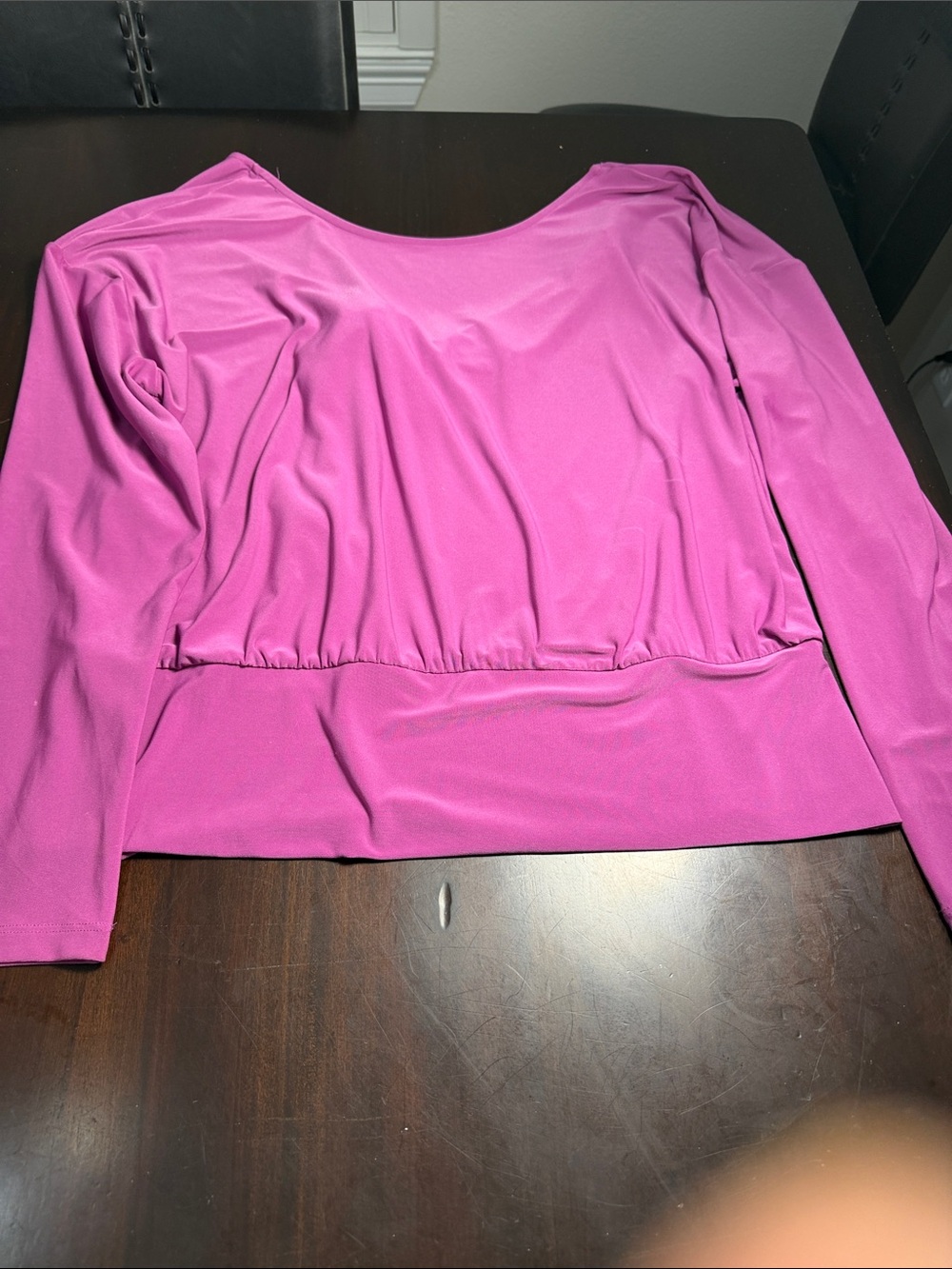 Women's Long Sleeve Scoop Neck Top in Bright Fuchsia